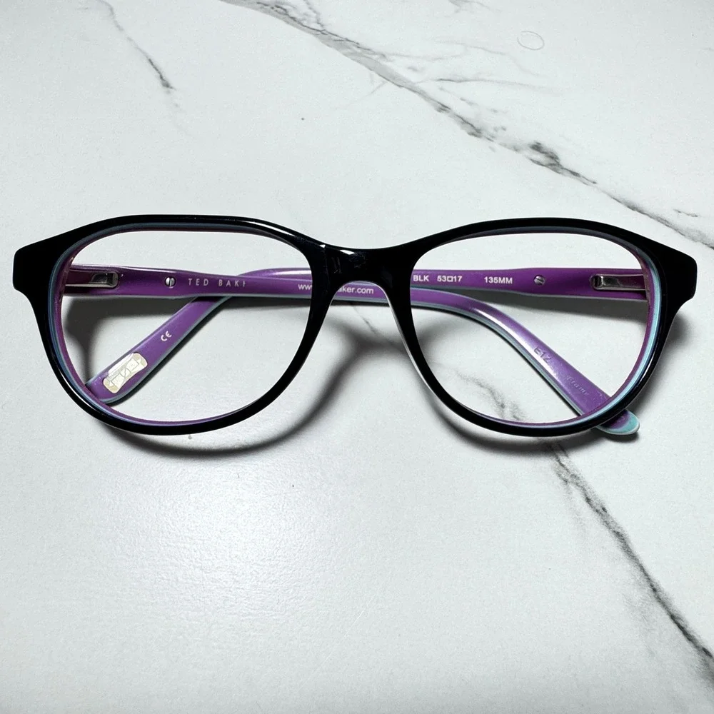 Ted Baker B716 BLK Eyeglasses Black Purple Teal Bow Accent Frames 53-17-135